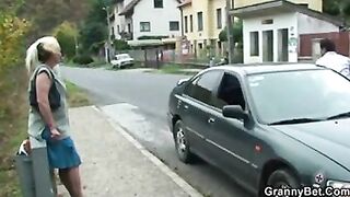 Old lady is picked up and fucked